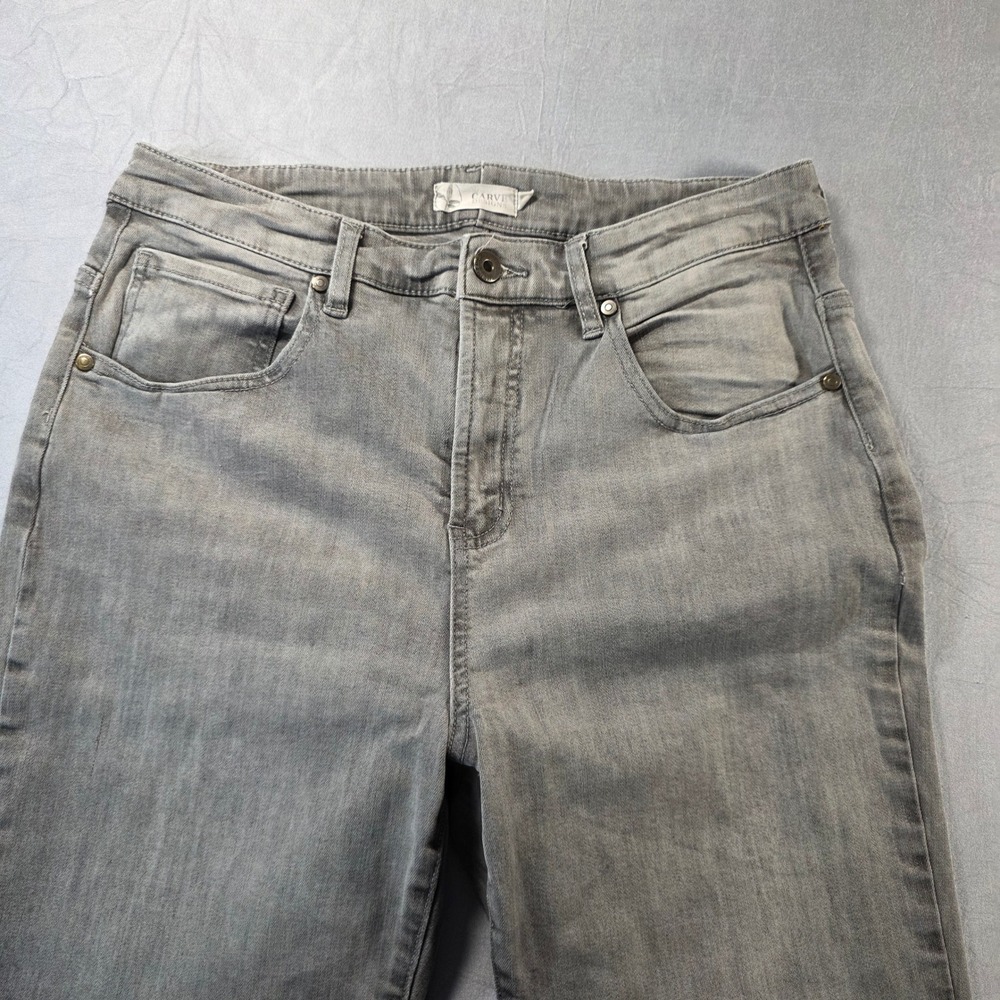 Carve Designs Gray Organic Cotton Straight Leg Raw Hem Jeans Womens Size 12 - Picture 6 of 12